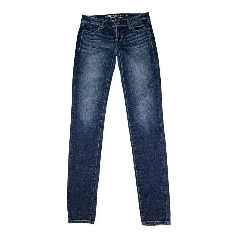 American Eagle Outfitters Women’s Size 2 Long Super‎ Stretch Dark Wash Jegging